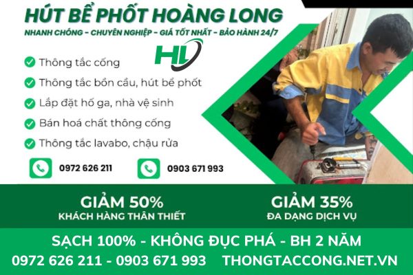 Các dịch vụ tại Hút Bể Phốt Hoàng Long