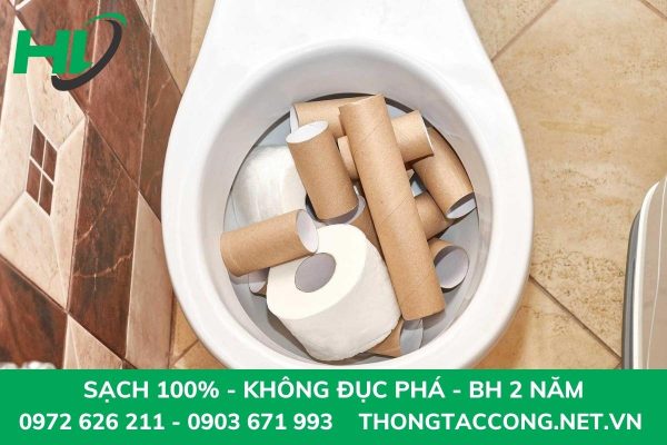 bồn cầu bị tắc nghẽn do giấy vệ sinh